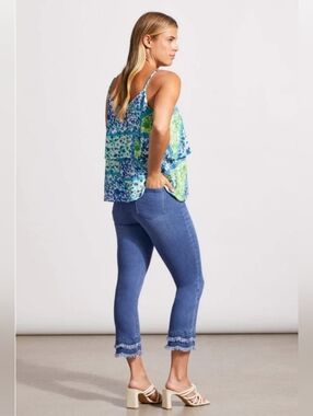 Blue Cropped Frayed-Hem Women’s Jeans